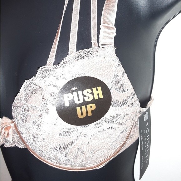 Youmita 36B Tuscany Metallic Lace Strappy Push Up Bra NWT - Picture 2 of 10
